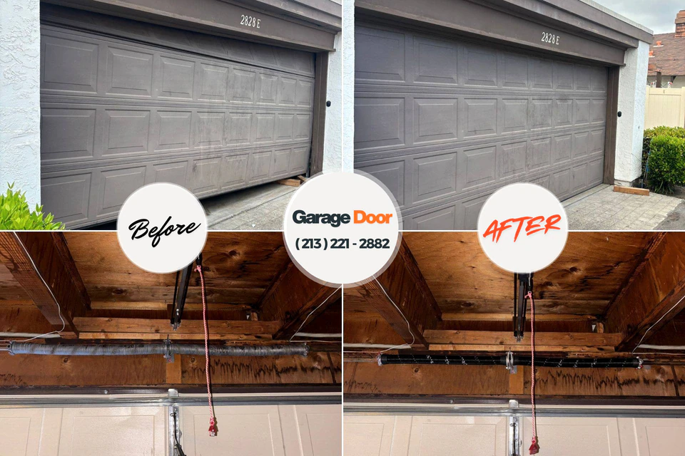 Before and after: garage door repair Garden View, PA